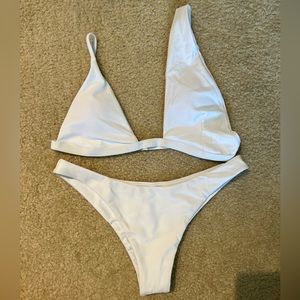 Shein Swim One shoulder white bikini set